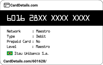 Card Details: 601628