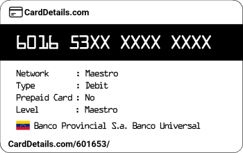 Card Details: 601653