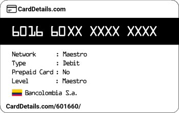 Card Details: 601660