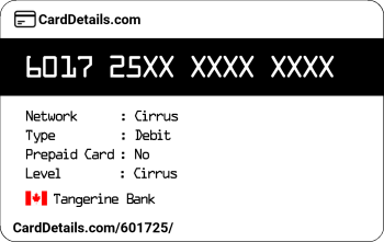 Card Details: 601725