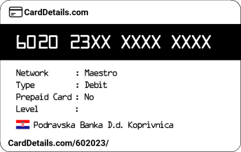 Card Details: 602023