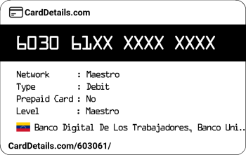 Card Details: 603061