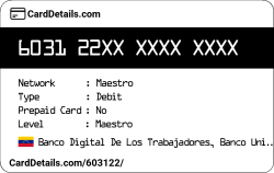 Card Details: 603122