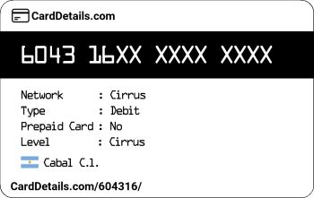 Card Details: 604316