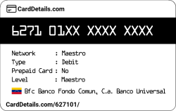 Card Details: 627101