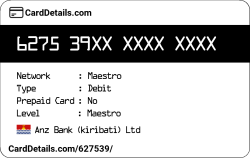 Card Details: 627539