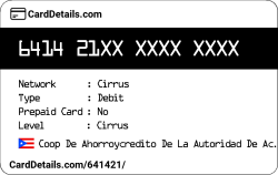 Card Details: 641421