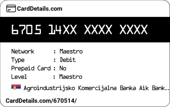 Card Details: 670514