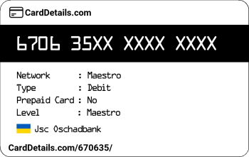 Card Details: 670635