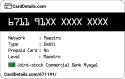 Card Details: 671191