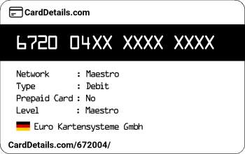 Card Details: 672004