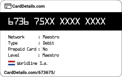 Card Details: 673675