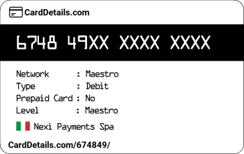 Card Details: 674849