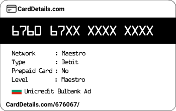 Card Details: 676067